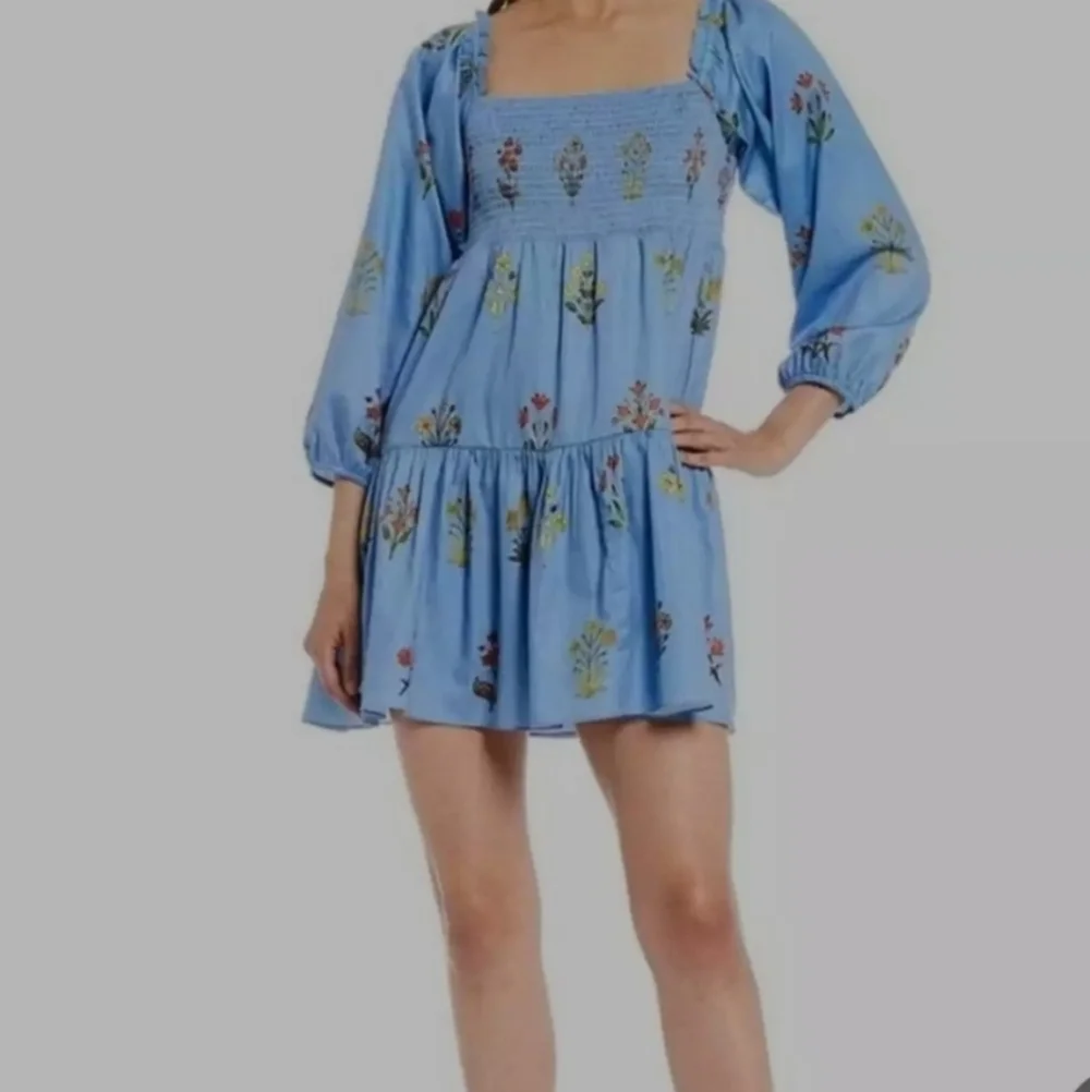 Sachin + Babi For Dillards Blue Daria Floral Dress with Bishop Sleeves - Picture 10 of 14